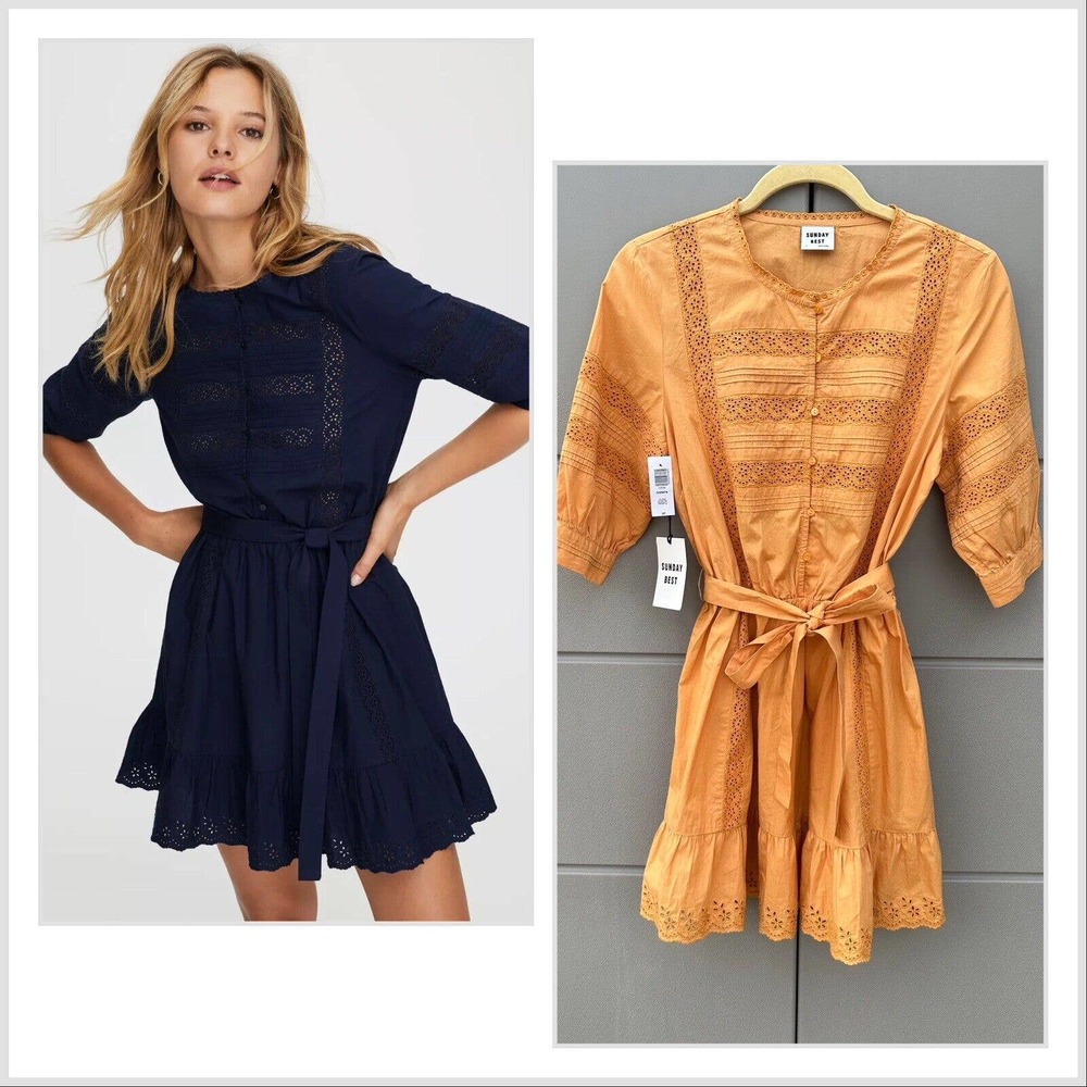 Aritzia Sunday Best Soraya Dress Eyelet Puff Sleeve Dress Size small